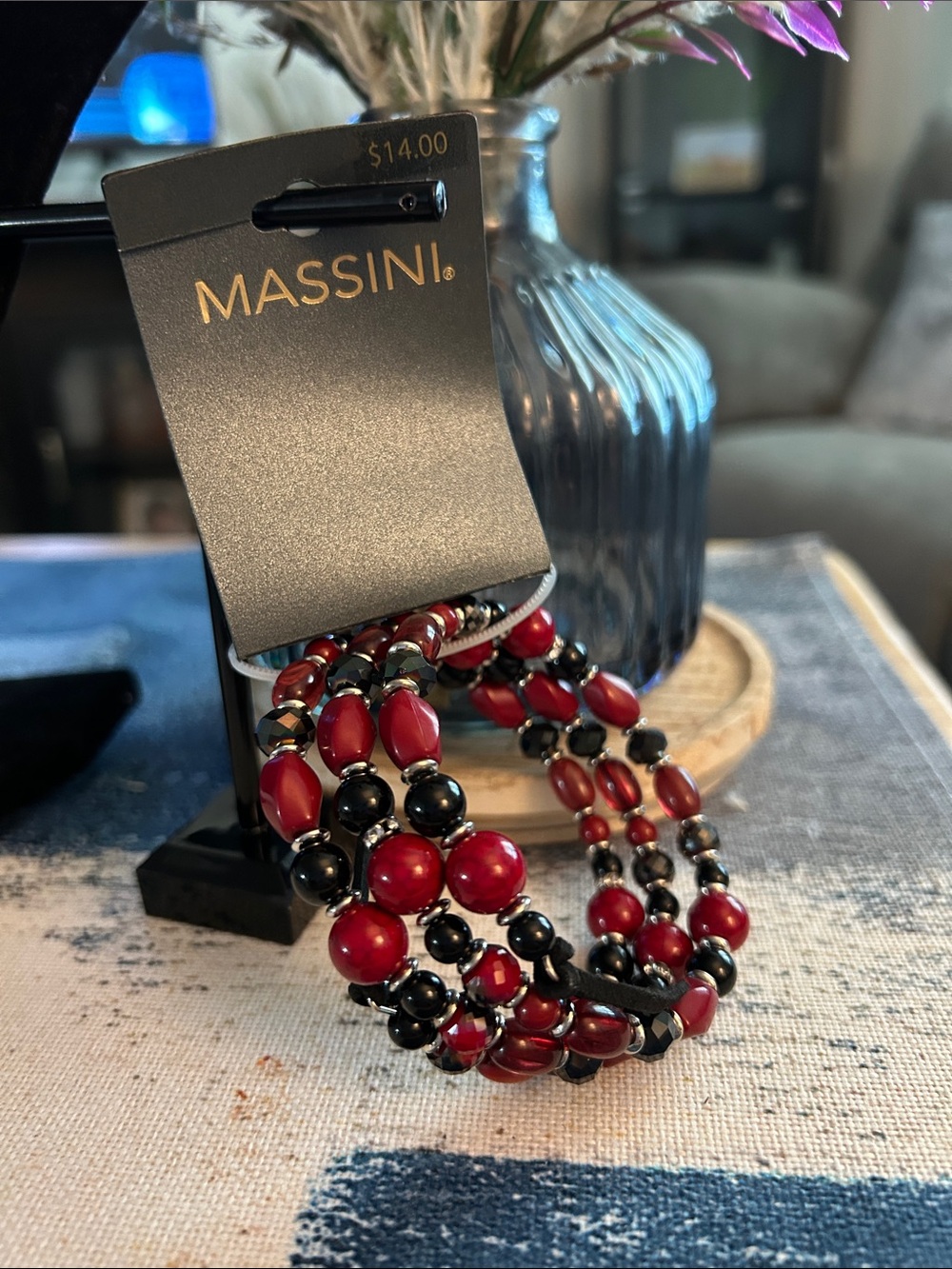 Massini Red and Black Multi-Strand Beaded Bracelet